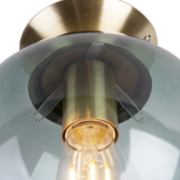 Lampa sufitowa w stylu art deco mosiądz z zielonym szkłem - Pallon