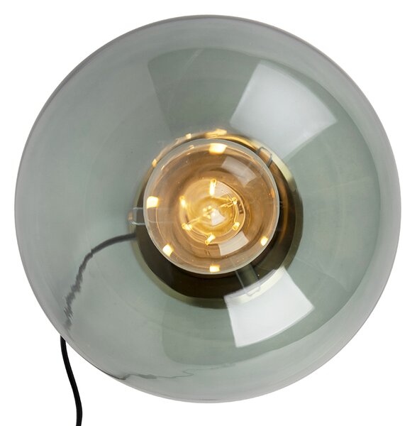 Lampa stołowa art deco mosiądz z zielonym szkłem - Pallon