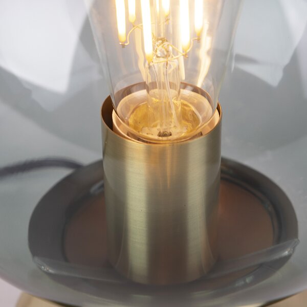Lampa stołowa art deco mosiądz z zielonym szkłem - Pallon