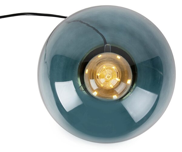 Lampa stołowa w stylu art deco mosiądz z oceanicznym niebieskim szkłem - Pallon