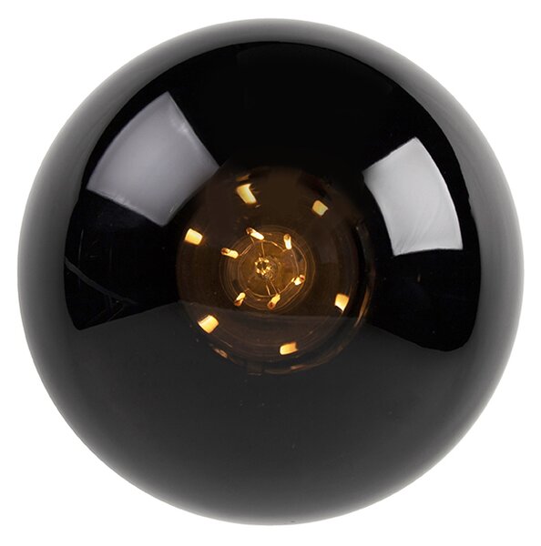Lampa sufitowa art deco mosiądz z czarnym szkłem - Pallon