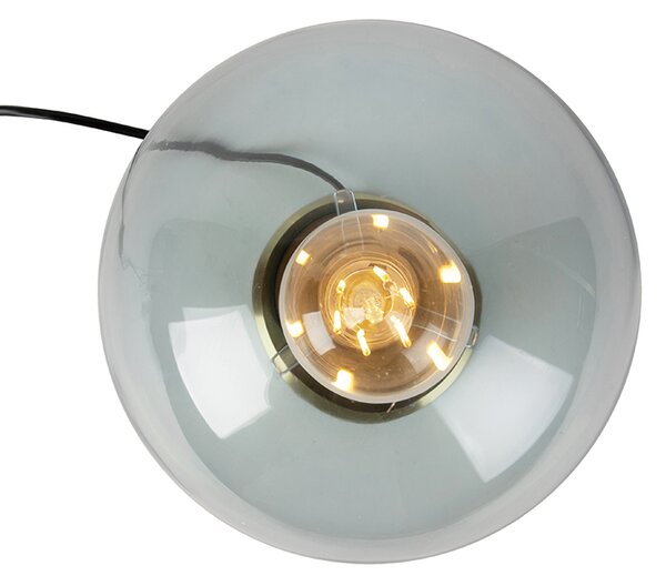 Lampa stołowa w stylu art deco mosiądz z niebieskim szkłem - Pallon