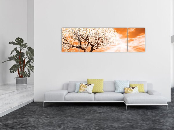 Pomarańczowy obraz drzewa (170x50 cm)