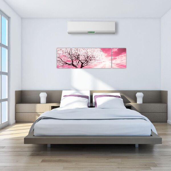 Różowy obraz drzewa (170x50 cm)