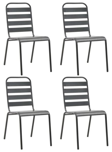 Krzesła ogrodowe, 4 szt., listwowe, stal, ciemnoszare