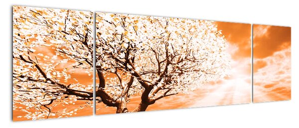 Pomarańczowy obraz drzewa (170x50 cm)