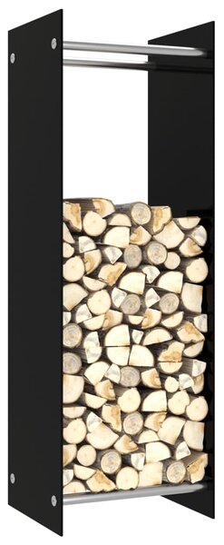 Stojak na drewno opałowe, czarny, 40x35x120 cm, szklany