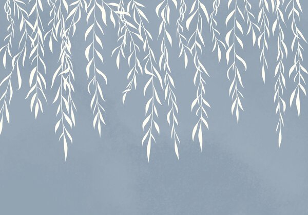 Fototapeta Białe liście na niebieskim tle, Fototapety Natura, Popularne Fototapety, t01020v1 - Tapeko.pl