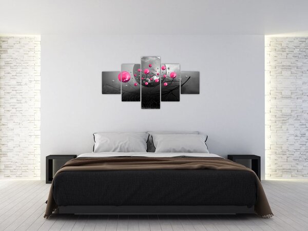 Obraz różowych abstrakcyjnych kul (125x70 cm)