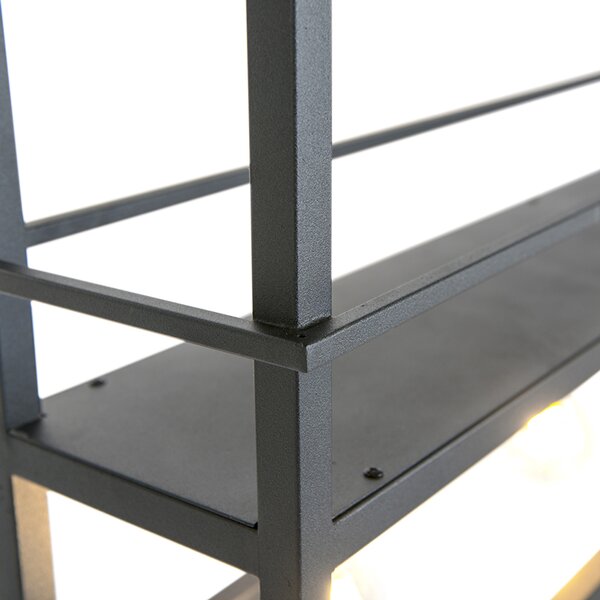 Lampa wisząca czarna z półką 4-światła - Cage Rack