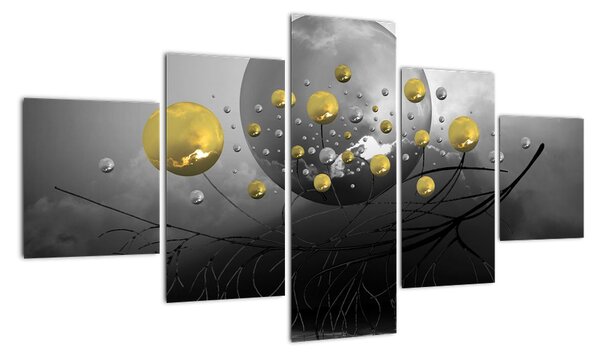 Obraz złotych abstrakcyjnych kul (125x70 cm)