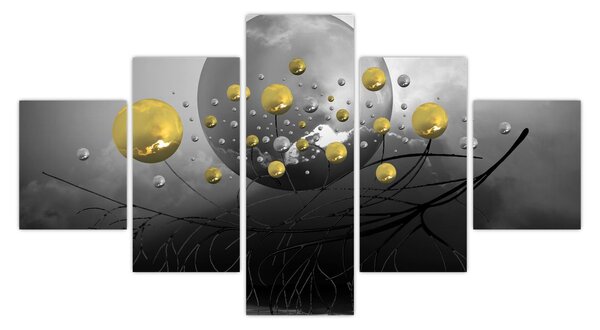 Obraz złotych abstrakcyjnych kul (125x70 cm)