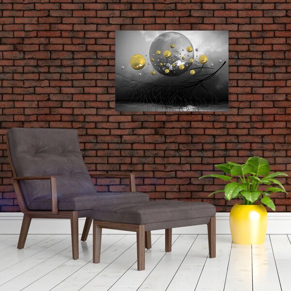 Obraz złotych abstrakcyjnych kul (70x50 cm)