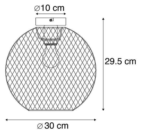 Nowoczesna lampa sufitowa czarna 30 cm - Mesh Ball
