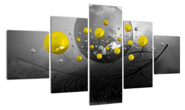 Obraz - żółte abstrakcyjne kule (125x70 cm)