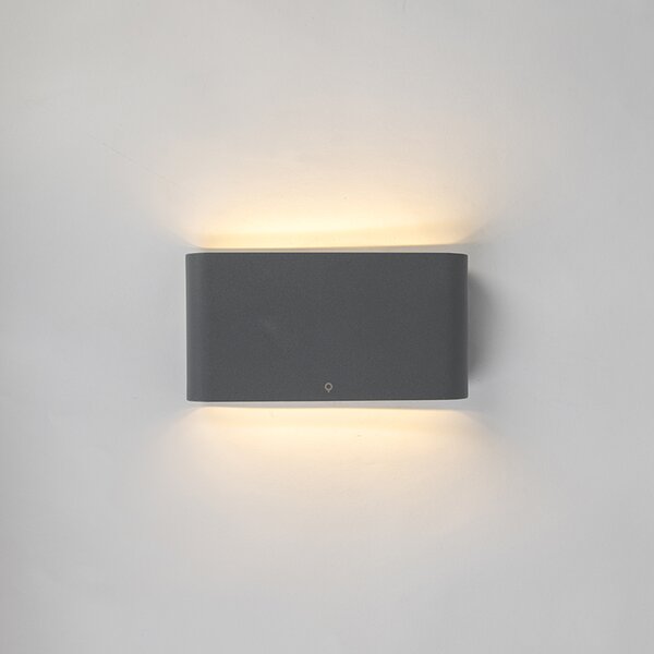 Lampa ścienna zewnętrzna ciemnoszara 17,5 cm z LED IP65 - Batt