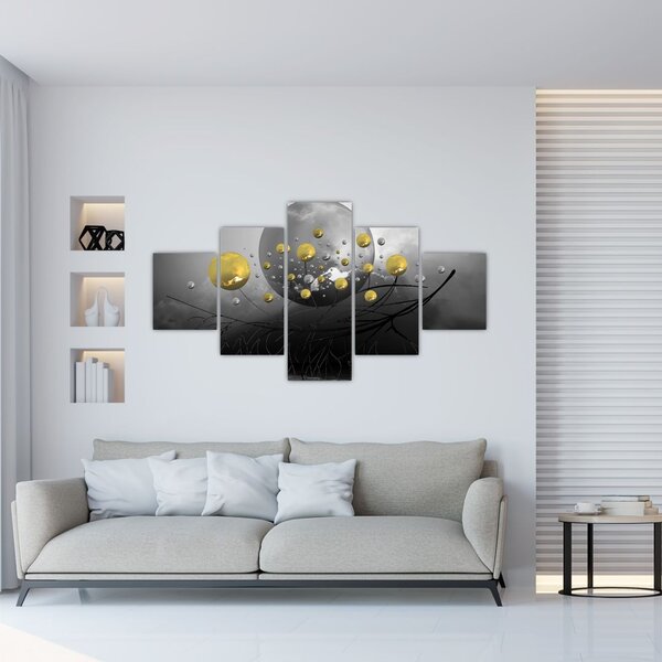 Obraz złotych abstrakcyjnych kul (125x70 cm)