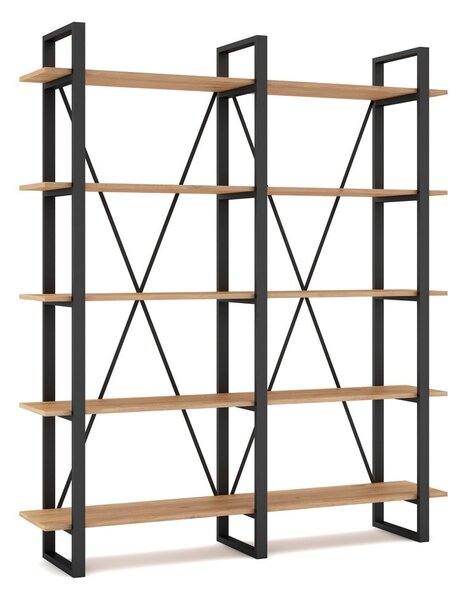 Czarno-naturalny regał w dekorze dębu 150x180 cm Aviva – Marckeric