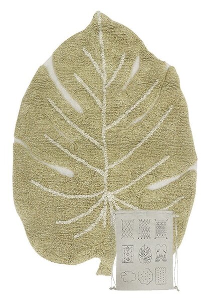 Bawełniany dywan dziecięcy w kolorze khaki tkany ręcznie odpowiedni do prania 75x100 cm Mini Monstera Olive – Lorena Canals