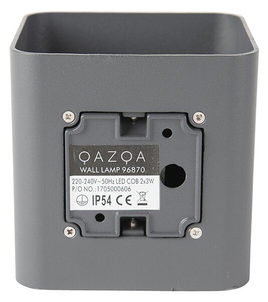 Nowoczesna lampa ścienna ciemnoszara z LED IP54 kwadratowa - Evi