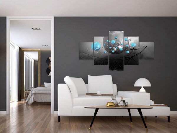 Obraz - jasnoniebieskie abstrakcyjne kule (125x70 cm)