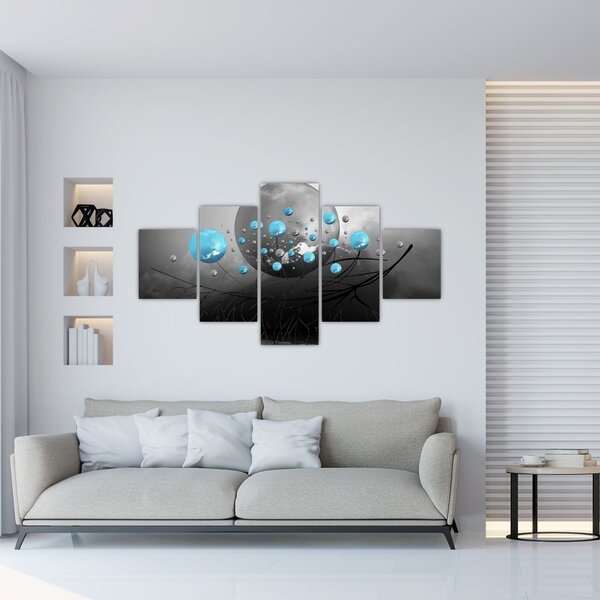 Obraz - jasnoniebieskie abstrakcyjne kule (125x70 cm)