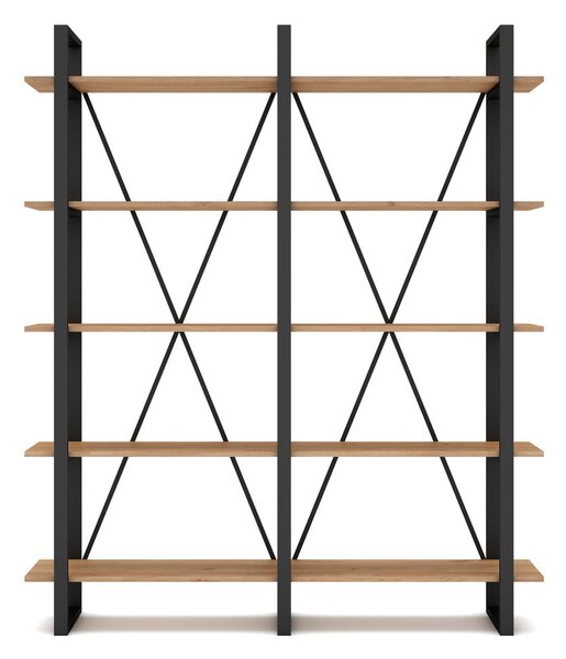 Czarno-naturalny regał w dekorze dębu 150x180 cm Aviva – Marckeric