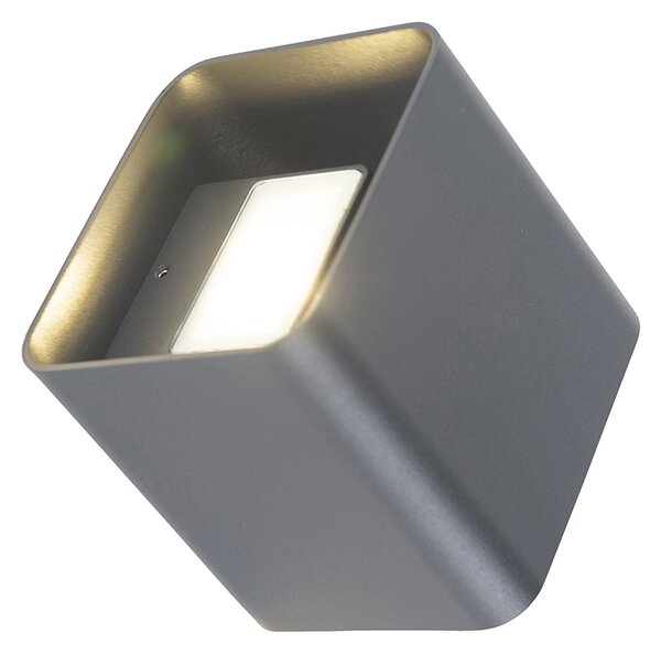 Nowoczesna lampa ścienna ciemnoszara z LED IP54 kwadratowa - Evi
