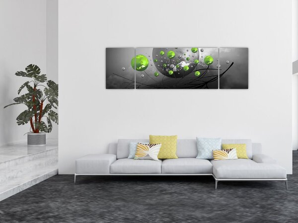 Obraz zielonych abstrakcyjnych kul (170x50 cm)