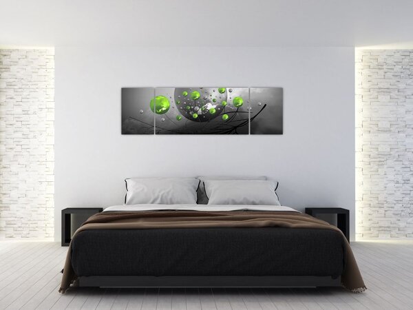 Obraz zielonych abstrakcyjnych kul (170x50 cm)