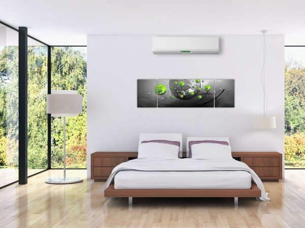 Obraz zielonych abstrakcyjnych kul (170x50 cm)