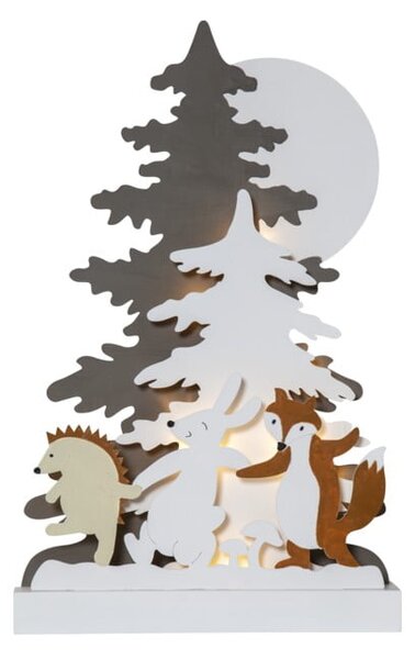 Świąteczna drewniana dekoracja dekoracja LED Star Trading Forest Friends, wys. 44 cm
