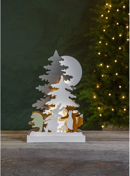 Świąteczna drewniana dekoracja dekoracja LED Star Trading Forest Friends, wys. 44 cm