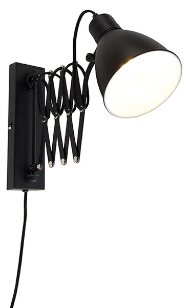 Industrialna lampa ścienna czarna z regulowanym ramieniem - Merle