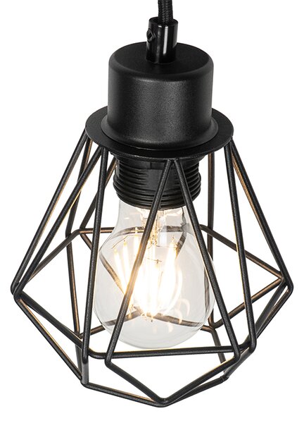 Rustykalna lampa ścienna czarna z drewnem - Chon