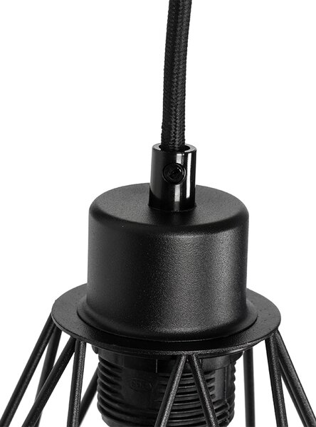 Rustykalna lampa ścienna czarna z drewnem - Chon