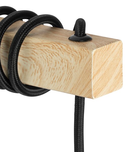 Rustykalna lampa ścienna czarna z drewnem - Chon