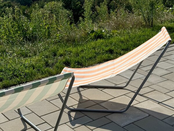 Zestaw 2 składanych leżaków plażowych SAND, jasne zielone paski