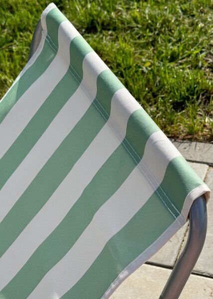 Zestaw 2 składanych leżaków plażowych SAND, jasne zielone paski