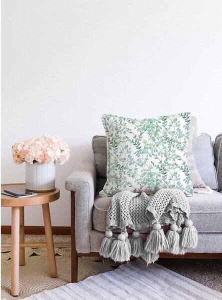 Beżowo-zielona poszewka na poduszkę z domieszką bawełny Minimalist Cushion Covers Twiggy, 55x55 cm