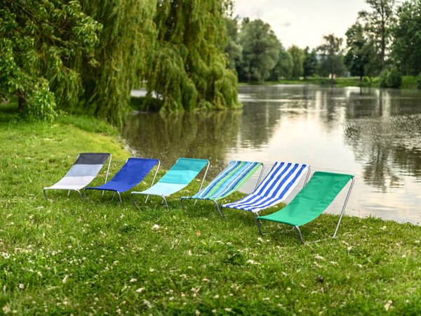 Zestaw 2 składanych leżaków plażowych SAND, niebiesko-biały