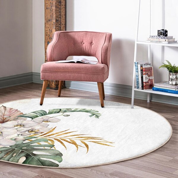 Kremowy okrągły dywan odpowiedni do prania i robotów sprzątających ø 120 cm Comfort – Mila Home