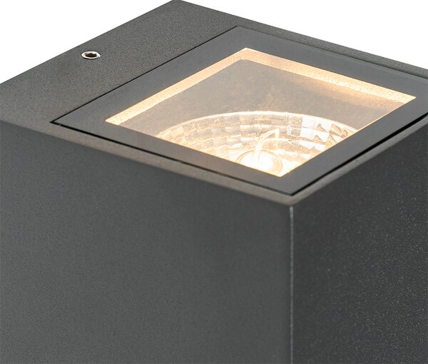 Antracytowa lampa ścienna z 2 światłami IP44 z czujnikiem ruchu - Baleno