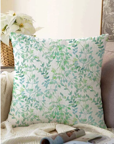 Beżowo-zielona poszewka na poduszkę z domieszką bawełny Minimalist Cushion Covers Twiggy, 55x55 cm