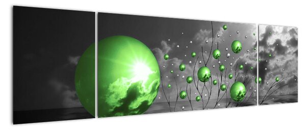 Obraz zielonych abstrakcyjnych kul (170x50 cm)