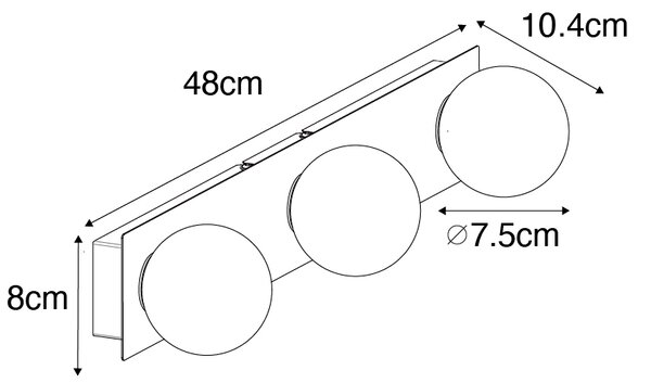 Nowoczesna lampa ścienna złota 48 cm IP44 3-światłowa - Cederic