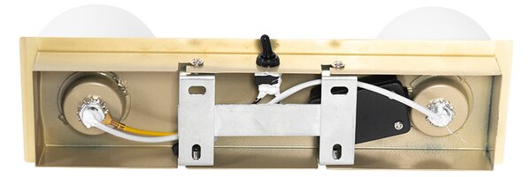 Lampa ścienna złota 28 cm IP44 2-punktowa z włącznikiem - Cederic