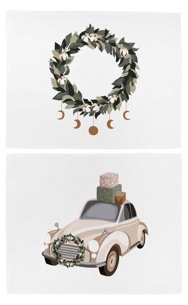 Tekstylne maty stołowe ze świątecznym motywem zestaw 2 szt. 35x47 cm Festive Car – Butter Kings