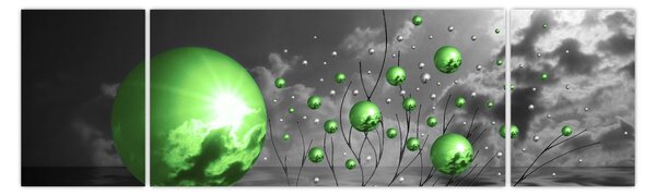 Obraz zielonych abstrakcyjnych kul (170x50 cm)