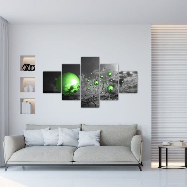 Obraz zielonych abstrakcyjnych kul (125x70 cm)